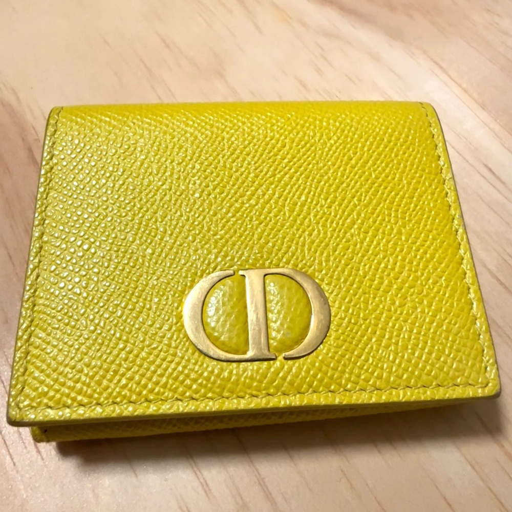 Dior Yellow Leather Compact Wallet